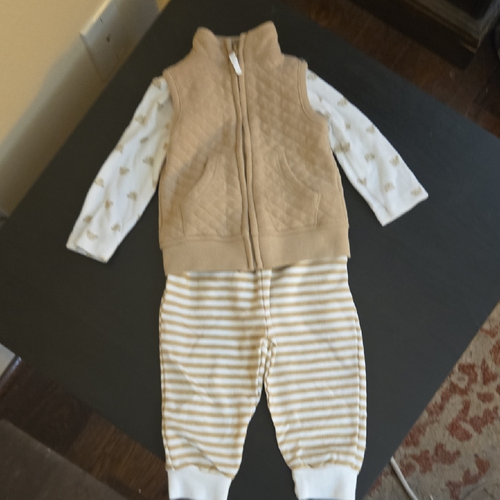 Infant Rugged Bear 2-Piece Set Tan/White 6-9 Months